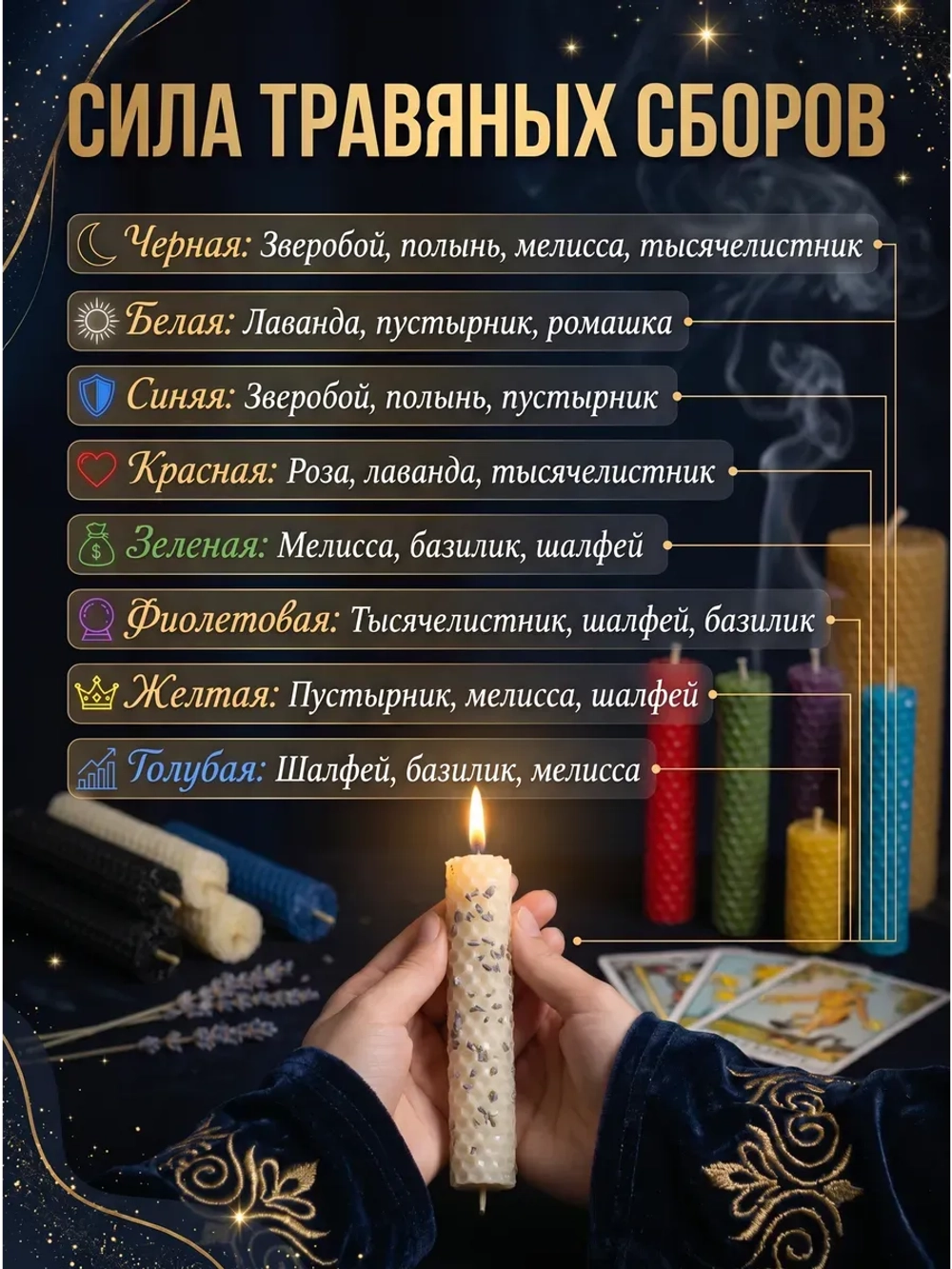 Набор свечей из вощины, 8 цветов