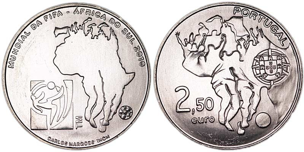 Португалия 2,5 евро, 2010 Чемпионат мира по футболу UNC