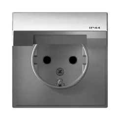 Розетка с крышкой Systeme Electric ArtGallery Aqua Алюминий GAL440346