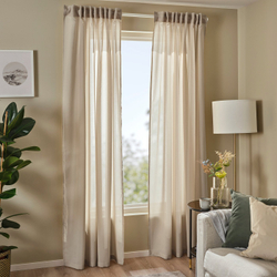 IKEA ROSENROBINIA  (ИКЕА РОСЕНРОБИНИА)  -  Тюль, 2 шт. - бежевый/на ленте 145х300 см