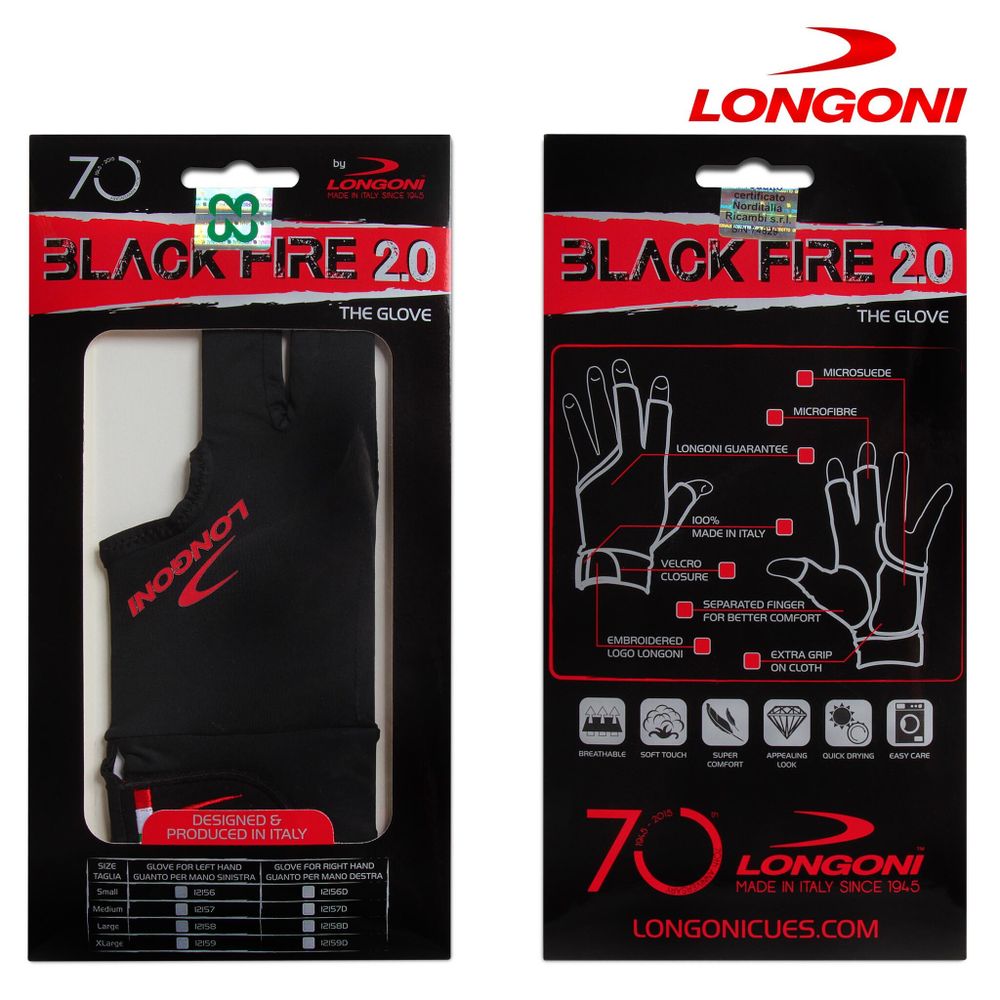 Перчатка Longoni Black Fire 2.0 левая S