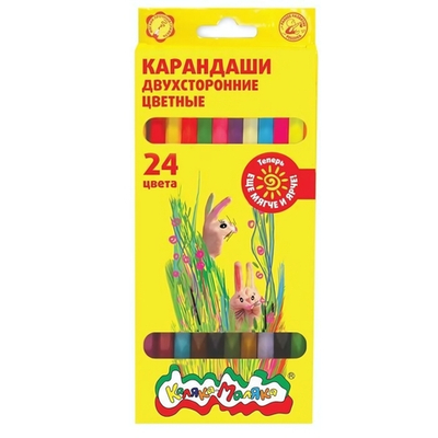 Карандаши 24цв. 12шт. двусторон., 6-гран., дерев. (Каляка-маляка)