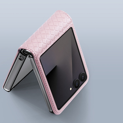 Чехол розового цвета из кожи для Samsung Galaxy Z Flip 8, серия Bril Series Case от Dux Ducis