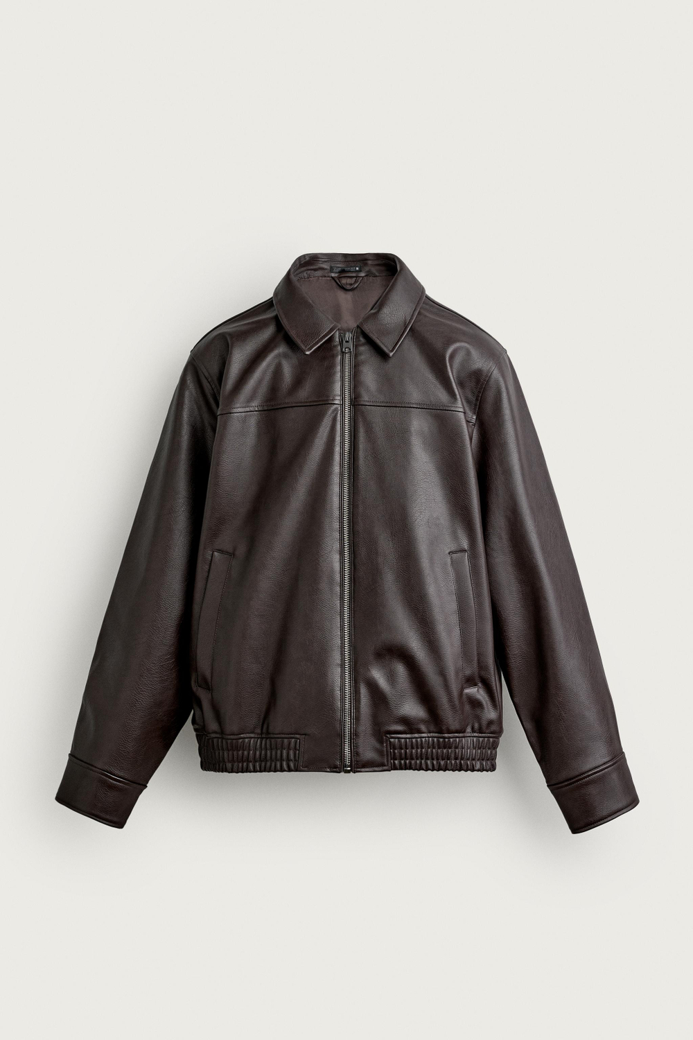 ZARA КУРТКА ИЗ ИСКУССТВЕННОЙ КОЖИ СВОБОДНОГО КРОЯ, ШОКОЛАДНО-КОРИЧНЕВЫЙ