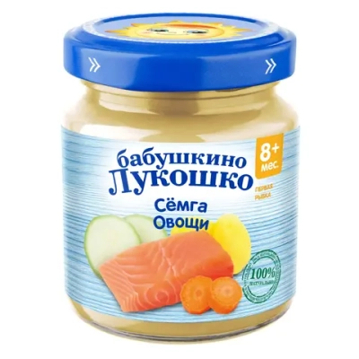 Пюре Бабушкино лукошко Семга-овощи с 8 мес 100