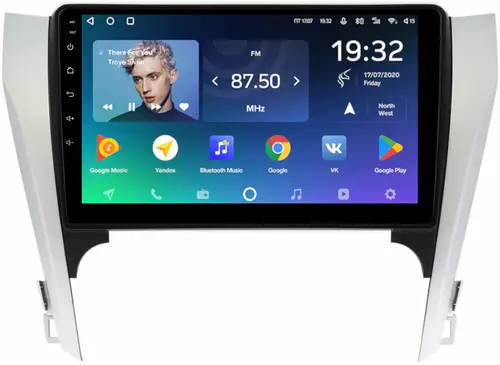Магнитола Toyota Camry 50 2011-2014 (рамка серебристо-черная 10) - Teyes CC2 PLUS монитор 10.1" QLED, Android 10, Быстрая, SIM-слот