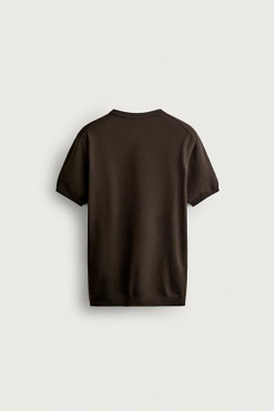 ZARA ФУТБОЛКА ИЗ СМЕСОВОЙ ВИСКОЗЫ, ШОКОЛАДНЫЙ