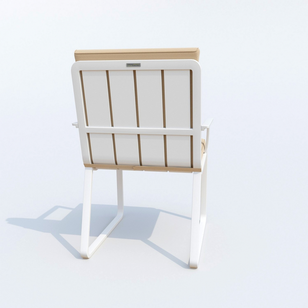 Обеденная группа Ideal Patio ТЕЛЛА АЛЬБА каркас белый, стол тик 200, ткань бежевая