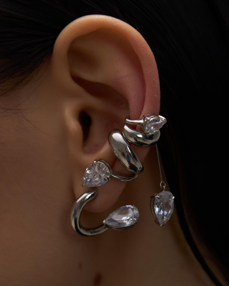 Кафф с кристаллом в форме капли STEALING BEAUTY — Caviar Jewellery, серебро, фото 3