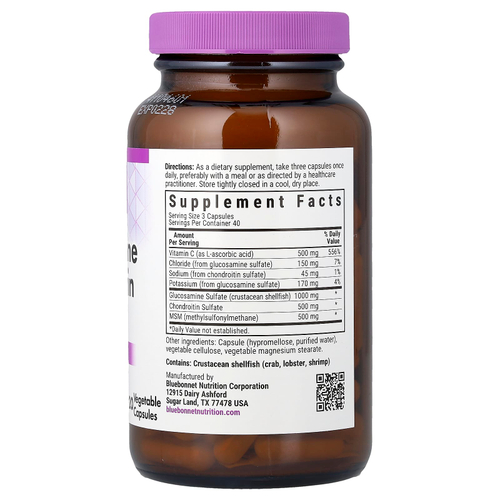 Bluebonnet Nutrition, Глюкозамин, хондроитин и МСМ, 120 растительных капсул