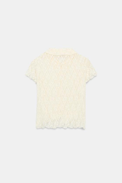 ZARA КРУЖЕВНОЙ ТОП С ПУГОВИЦАМИ, ЭКРЮ