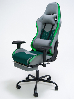 Кресло игровое компьютерное KRESLO COMFORT G-Tracer, с подсветкой, ткань, цвет: серо-зеленый