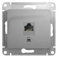 Розетка компьютерная RJ45 Cat 5e Systeme Electric Glossa Алюминий GSL000381K