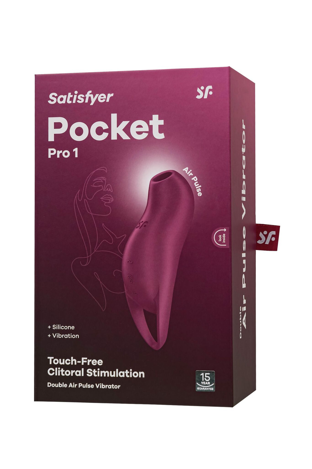 Малиновый вакуум-волновой стимулятор клитора с вибрацией Pocket Pro 1 (Цвет: бордовый)