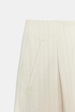 ZARA БРЮКИ BARREL В ПОЛОСКУ — ZW COLLECTION, ЭКРЮ