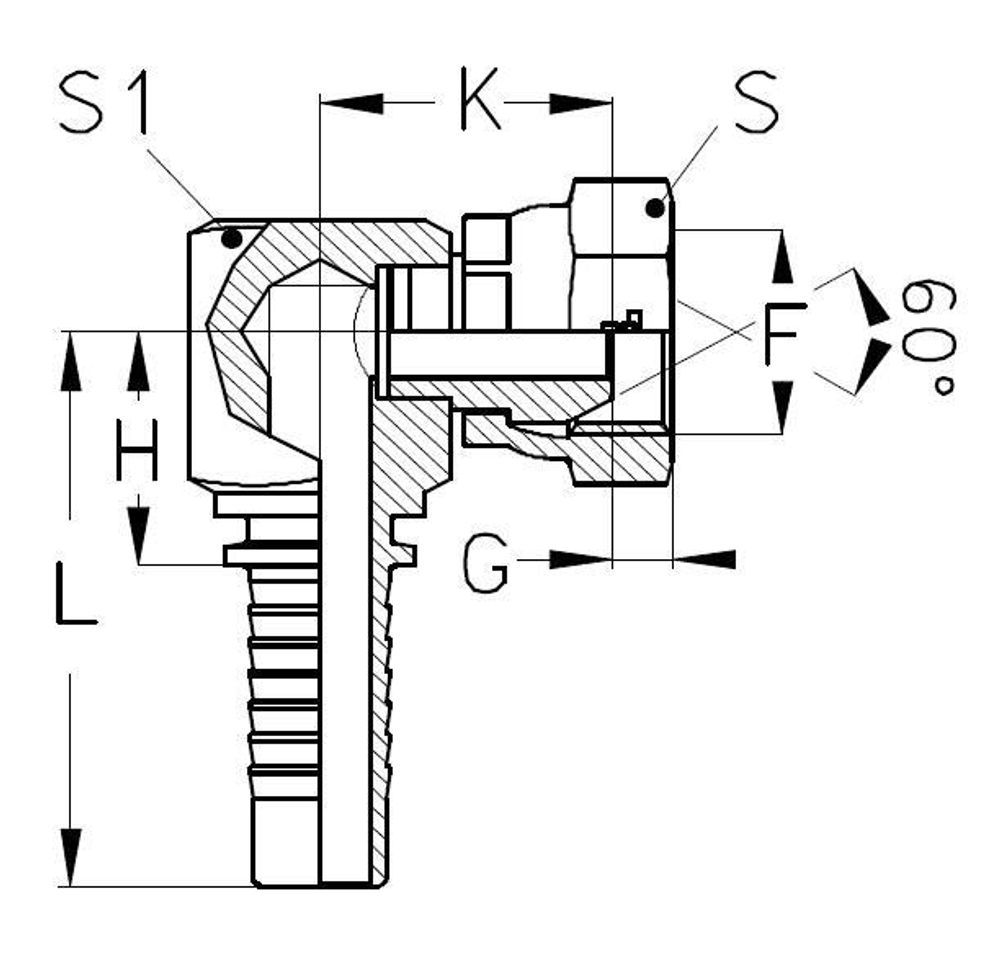Фитинг DN 10 BSP (Г) 3/8 (90) compact TIEFFE