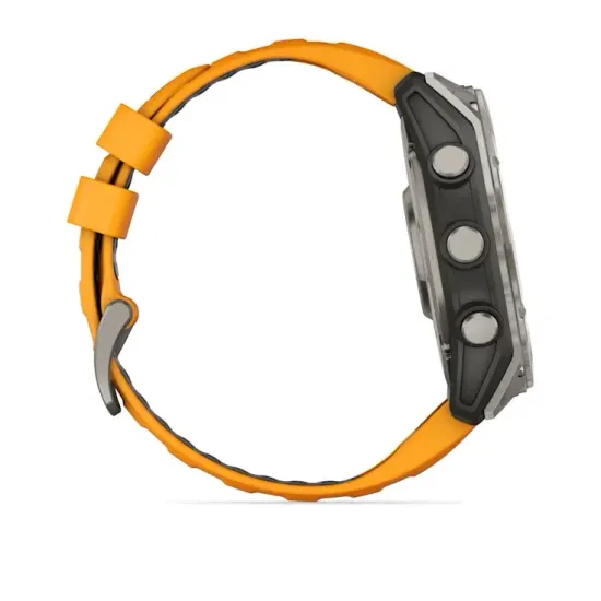 Мультиспортивные GPS часы Garmin Fenix 8X (51 mm) AMOLED, Sapphire Titanium with Spark Orange/Graphite Silicone Band 010-02905-11
