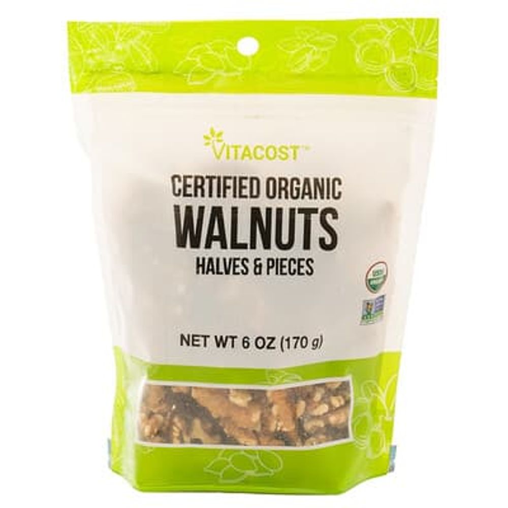Vitacost, Certified Organic Walnuts Halves &amp; Pieces Non-GMO Kosher, 6 oz