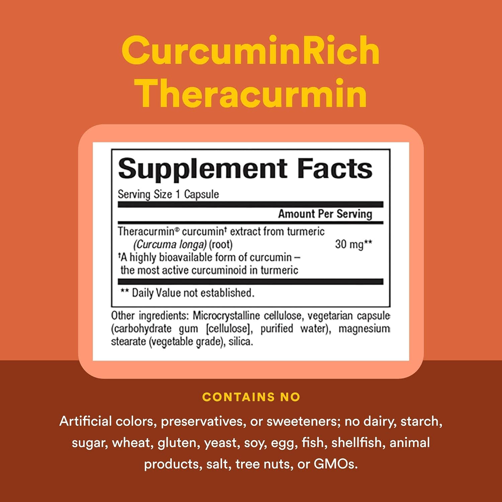 Natural Factors, CurcuminRich, Theracurmin, куркумин, 30 мг, 120 вегетарианских капсул