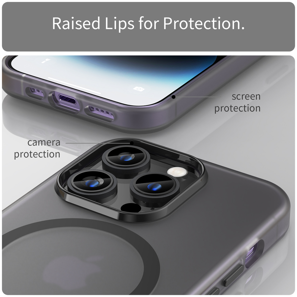 Мягкий усиленный чехол из ТПУ с поддержкой MagSafe для iPhone 14 Pro, тонированный с черными вставками