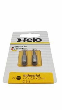 Бита плоская шлицевая 4,0X0,8X25 серия Industrial 2шт в блистере Felo 02041036