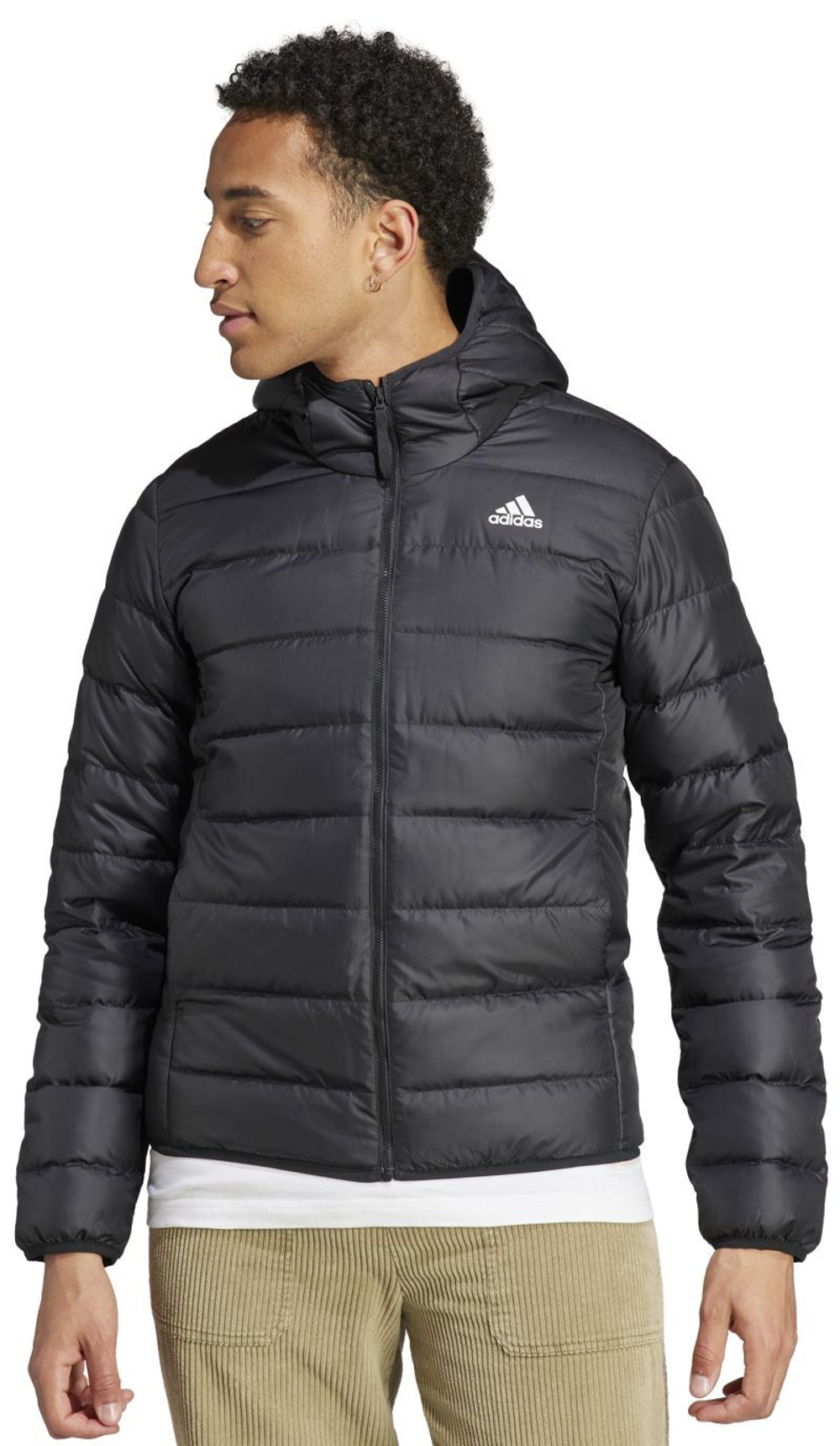 Мужская теннисная куртка Adidas Essentials Light Down Hooded - черный