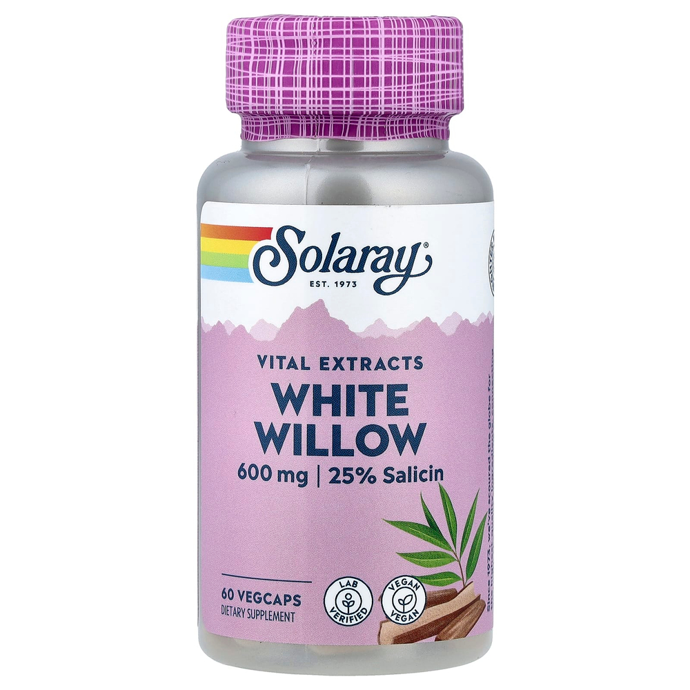 Solaray, Vital Extracts, белая ива, 60 вегетарианских капсул