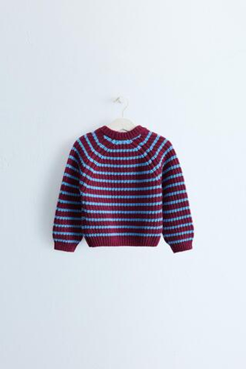 ZARA ZARA TIMELESS – ТРИКОТАЖНЫЙ СВИТЕР В ПОЛОСКУ ИЗ ХЛОПКА И ШЕРСТИ, БУРГУНДИ