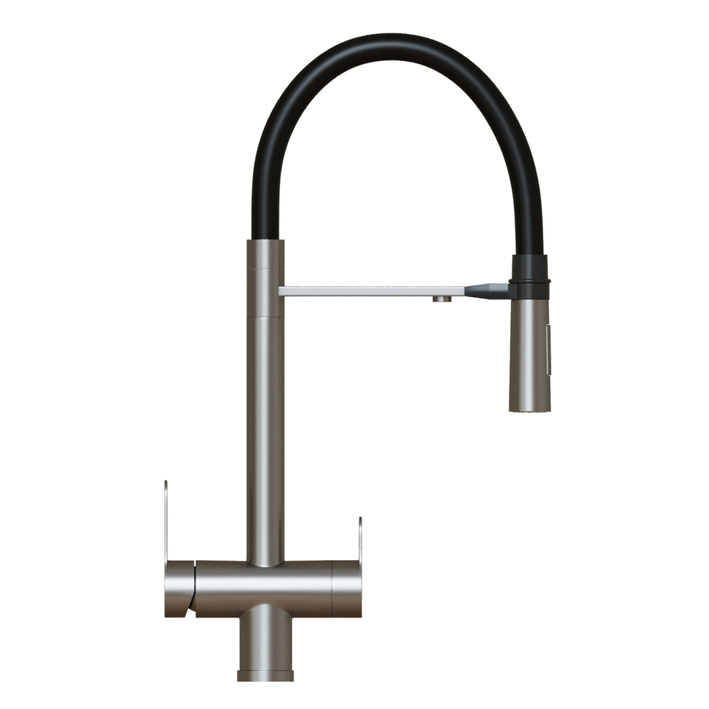 Смеситель для кухни 35k MIXLINE МЛНС-0401/MLSS-0401 ЧЕРНЫЙ гиб.из.магнит,под.к фильтру,п/гайку САТИН