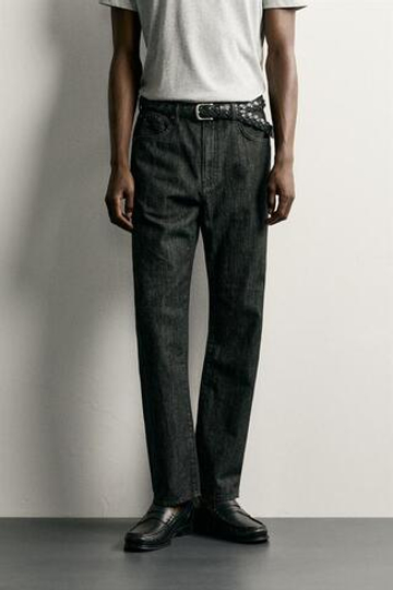 ZARA ЛЕГКИЕ ДЖИНСЫ REGULAR FIT, ЧЕРНЫЙ МЕЛАНЖ