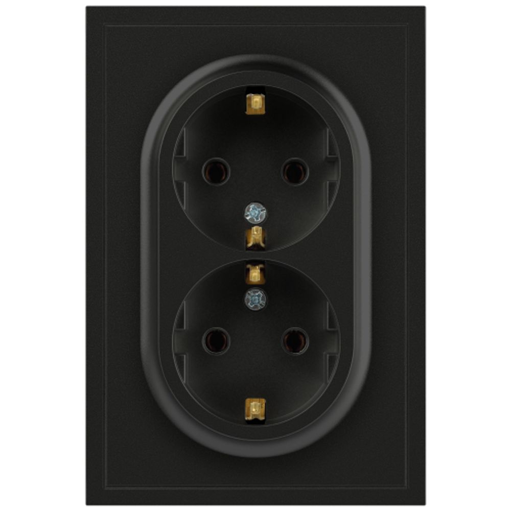 Розетка ЭРА Galaxy 15-2104-05 с заземлением двойная 2X2P+E Schuko 16А-250В IP20 антрацит | Эра Galaxy