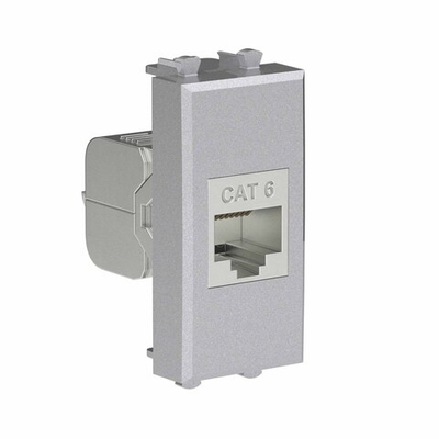 Компьютерная розетка RJ-45 без шторки модульная, кат.6 экранированная, "Avanti", "Закаленная сталь", 1 модуль