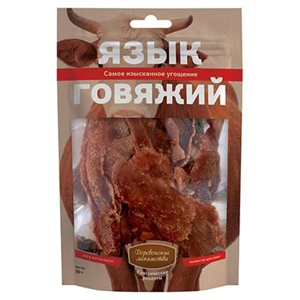 Деревенские Лакомства д/собак Язык говяжий, 50гр