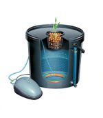 Гидропонная система aquapot xl с компрессором, 5 шт, схема работы с растением, компрессором и уровнем воды