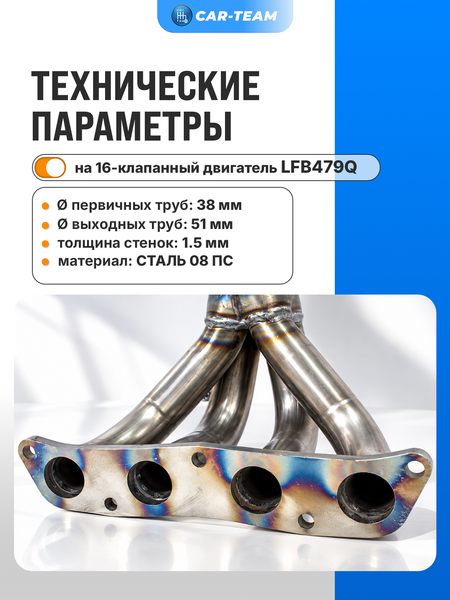 Вставка вместо штатного катализатора Lifan X60 рестайлинг (с 2017 г.в) "Stinger" 4-1