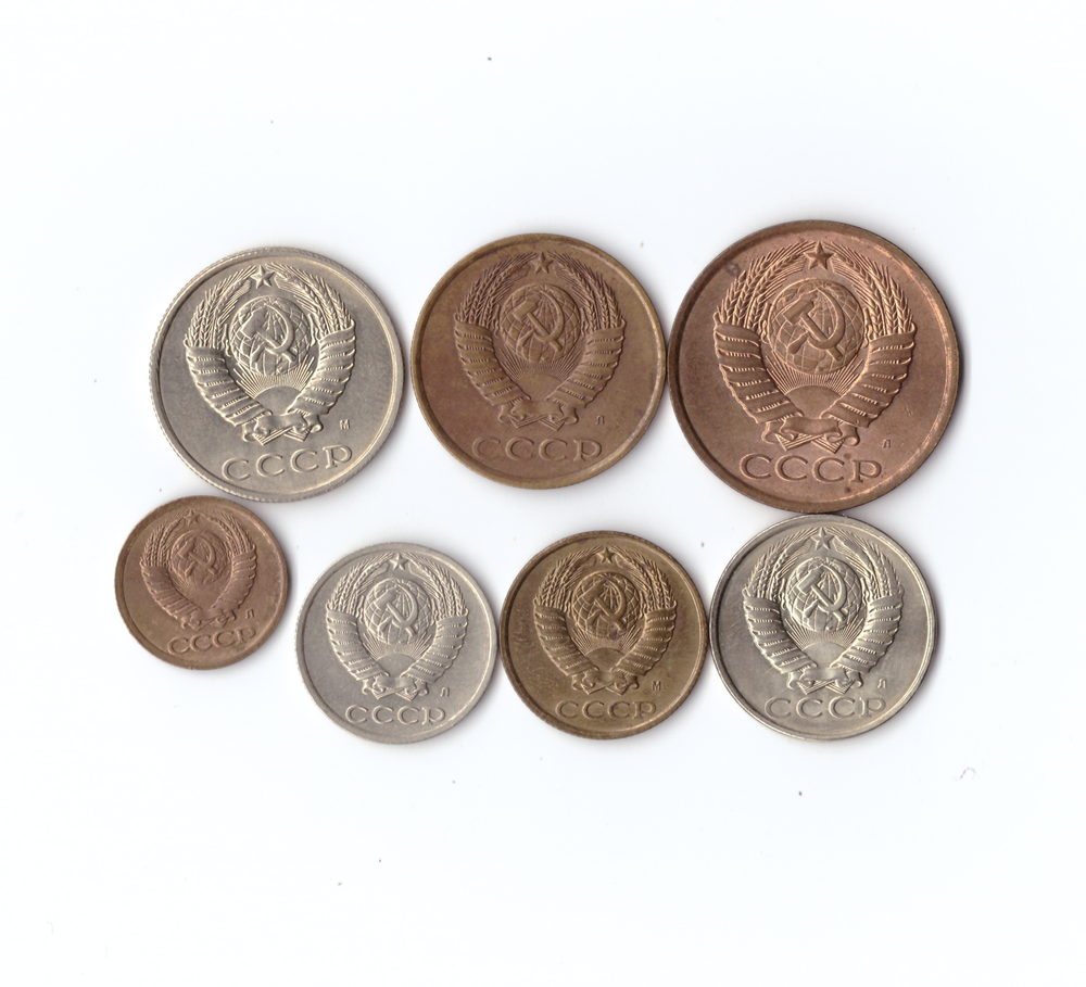 Набор монет (7 шт) 1991г. 1,2,3,5,10,15,20копеек UNC