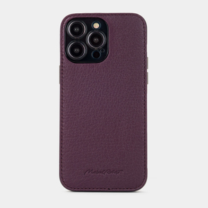 Чехол кожаный для iPhone 15 Pro фиолетового цвета