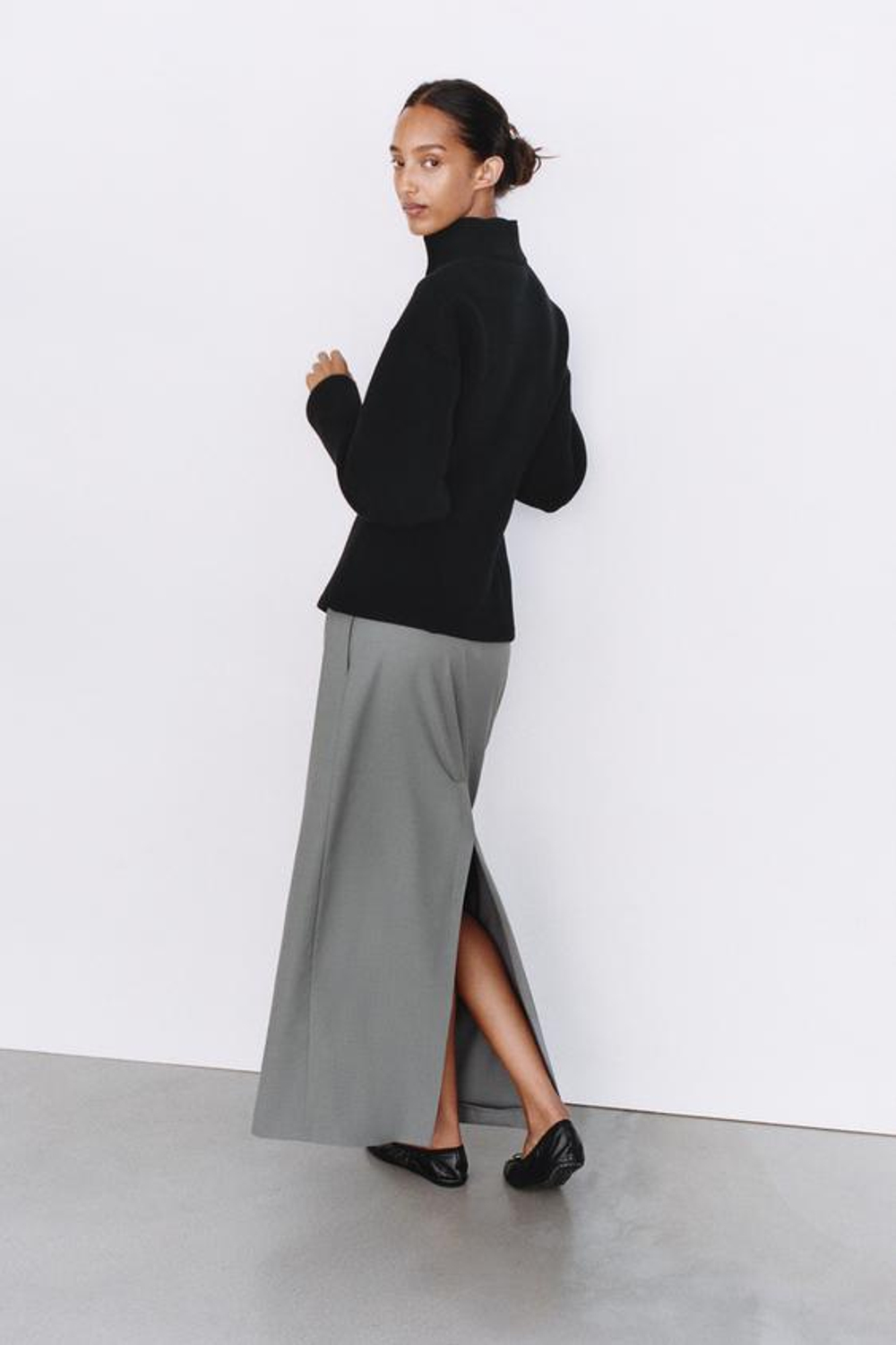 ZARA КУРТКА С ВОРОТНИКОМ-СТОЙКОЙ, ЧЕРНЫЙ