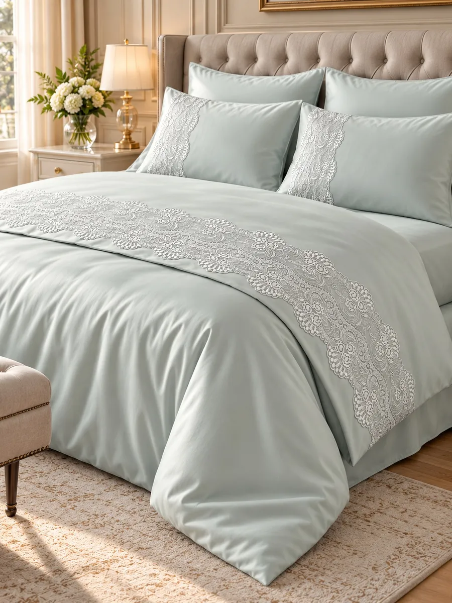 Gelin Home КПБ 6 пр. GULRU цвет мяты пододеяльник 200*220, простынь 240*260, наволочки 50*70 2шт, декоративные наволочки 50*70 2шт GLNN128 — фото 3