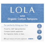 Lola, тампоны из органического хлопка с пластиковыми аппликаторами, супер, 20 штук