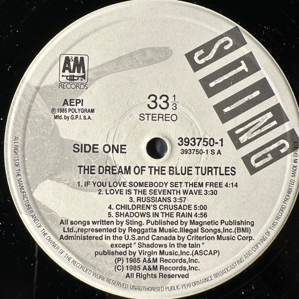 Sting ‎– The Dream Of The Blue Turtles (Греция 1985г.)