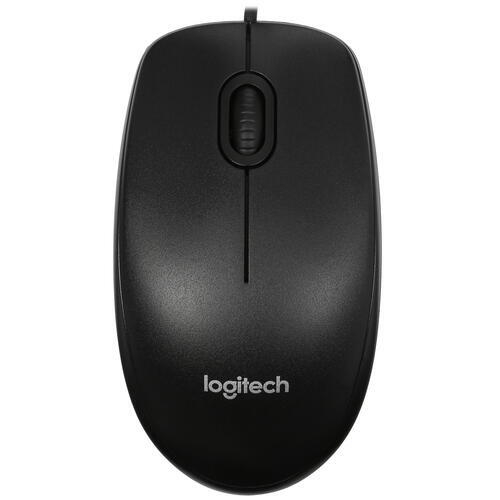 Мышь проводная Logitech B100, 800dpi, черный, Bulk, 1.8м (910-005547)