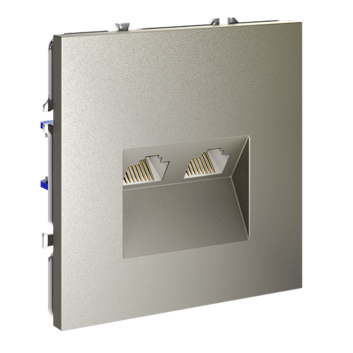 Розетка компьютерная встраиваемая двойная RJ45+RJ45 кат.6, (шелк) Voltum S70 VLS060204