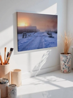 Картина на стену 40 X 50 Зимняя деревня