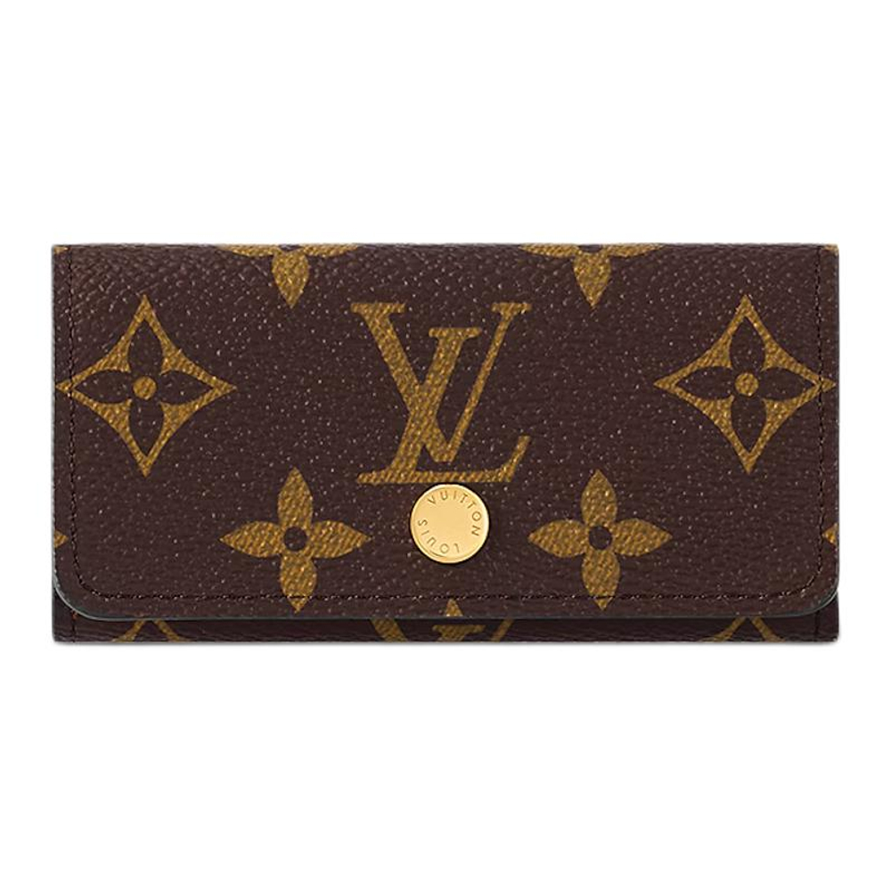 LOUIS VUITTON 4 Key Holder Monogram Coated Canvas Key Pouch Women"s Brown