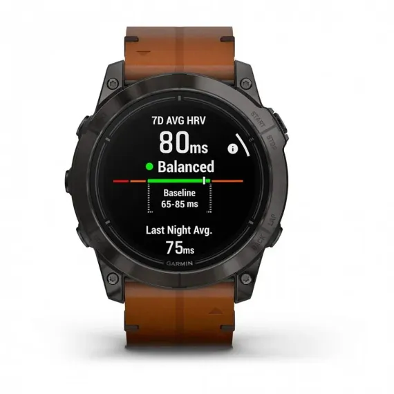 Garmin epix Pro (Gen 2) Sapphire Edition 51 мм, титановый угольно-серый, DLC, коричневый кожаный ремешок