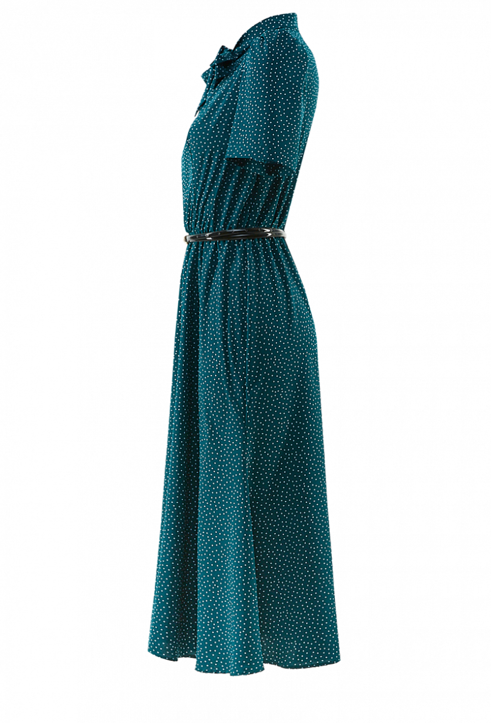 Платье с коротким рукавом в мелкий горох зеленое 05-02-20 SS
