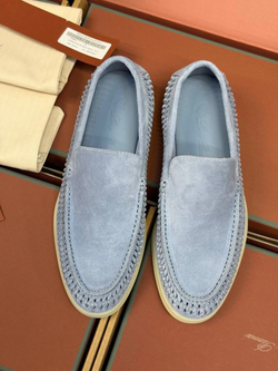Лоферы Loro Piana Summer Walk голубого цвета с плетением