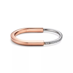 Браслет из розового и белого золота 18k с бриллиантами , Tiffany 💠 Lock with half Pave