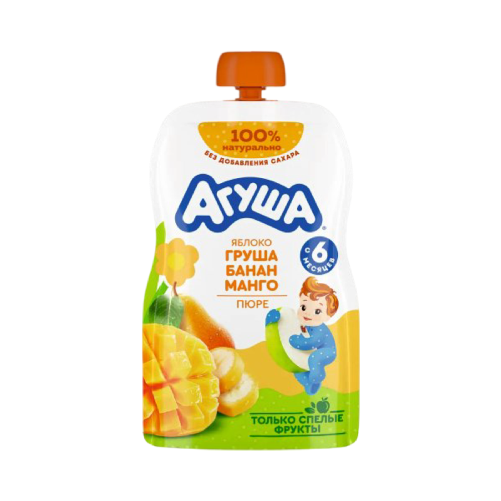 Пюре Агуша Яблоко-Груша-Банан-Манго 90г